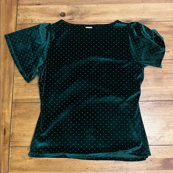 Michael Kors Dark Green velvet blouse size L - Picture 3 of 12